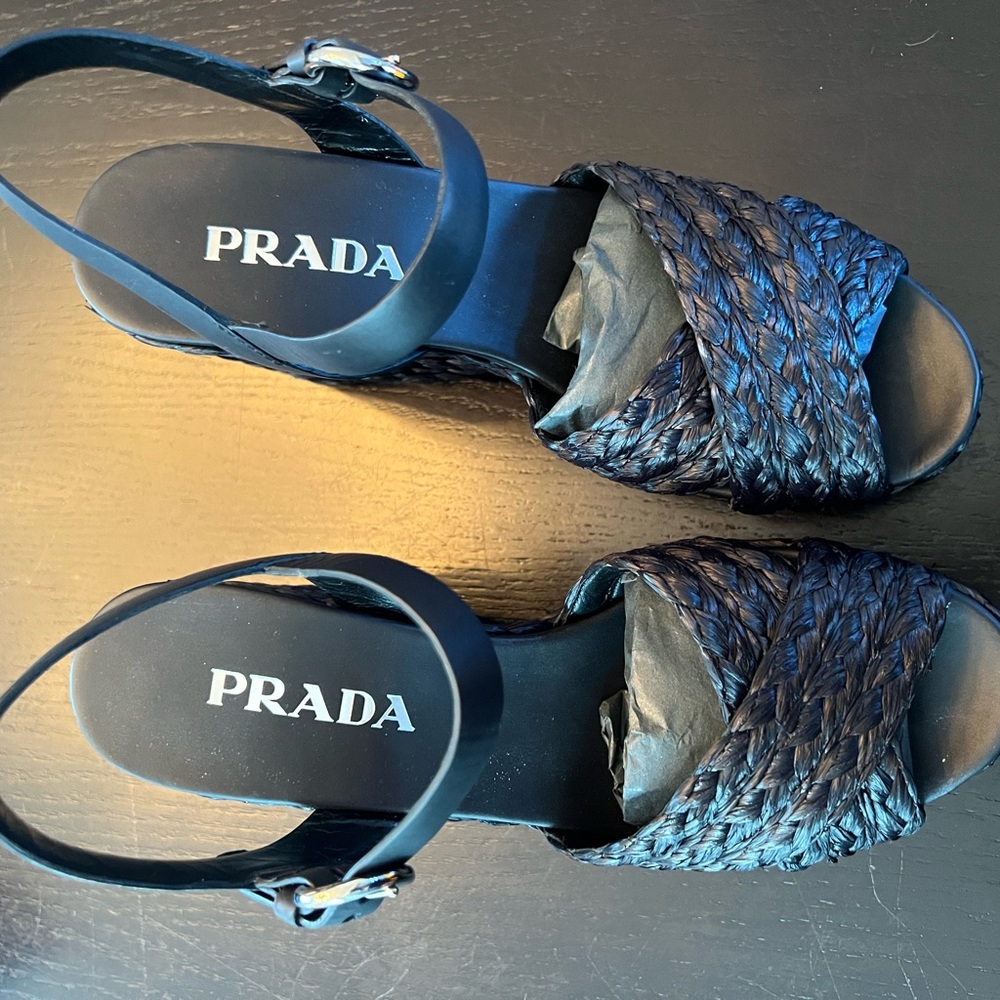 PRADA Black Wedges. NIB